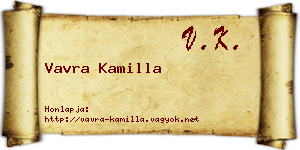 Vavra Kamilla névjegykártya
